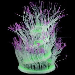 Silicone souple corail / anémone - brillant dans le noir - décoration aquarium