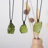 CollarPiedra de moldavita verde natural - cristal - con collar