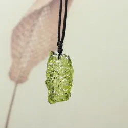 Natural green moldavite stone - crystal glass - with necklaceNecklaces