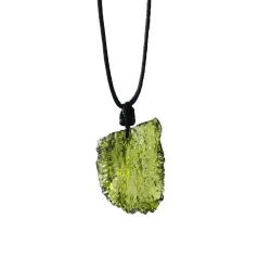 Pietra Moldavite verde naturale - vetro cristallo - con collana
