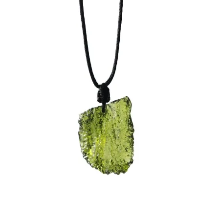 Naturlig grön moldavit sten - kristallglas - med halsband