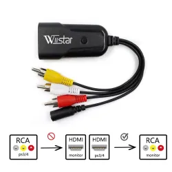 Mini HDMI til AV konverter - adapter kabel - til monitor L/R Video HDMI2AV HD - NTSC PAL