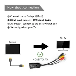 Mini convertitore da HDMI a AV - cavo adattatore - per monitor L/R Video HDMI2AV HD - NTSC PAL
