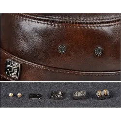 Flat baseballcaps - med øreklaffer - ekte skinn