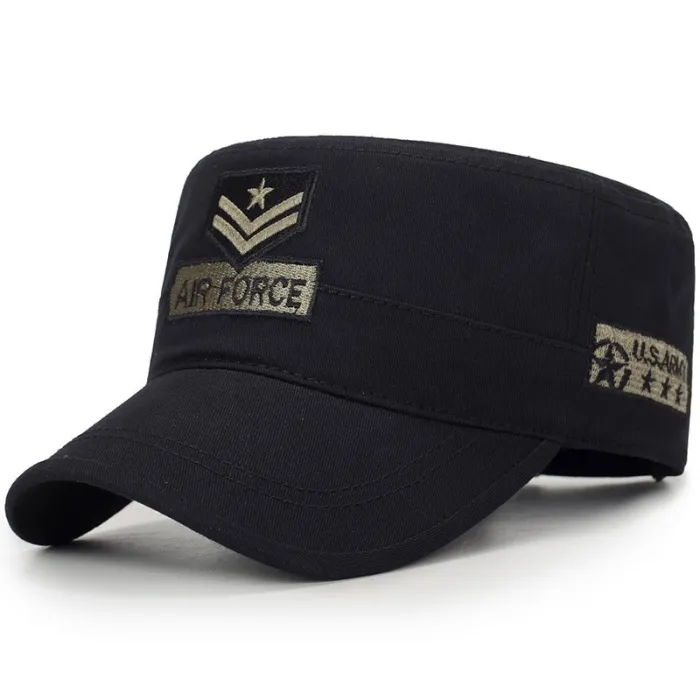 Casquette plate mode - style militaire - étoile à cinq branches - lettrage US Air Force
