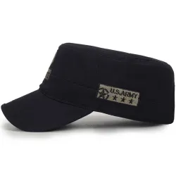 Fasjonabel flat cap - militær stil - femspisset stjerne - US Air Force-bokstaver