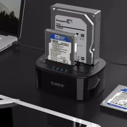 ORICO 2,5 - 3,5 tums dockningsstation för hårddisk USB 3 - Dual Bay HDD - SSD-hårddisk