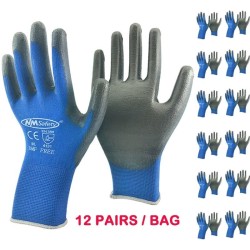 Gants de protection de travail - souples - nylon / polyester - 12 paires