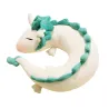Oreiller en forme de dragon blanc / vert - peluche