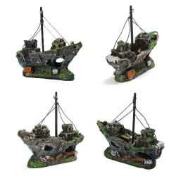 Bateau de pêche en résine - bateau coulé - décoration d'aquarium