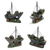 Resin fishing boat - sunk ship - aquarium decoration