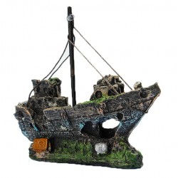 Barco de pesca de resina - barco hundido - decoración de acuarios