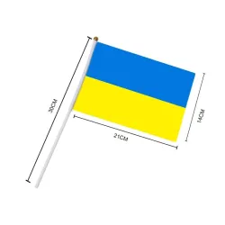 Flaga Ukrainy - z plastikowym masztem - 14 * 21cm - 10 sztukNaklejki