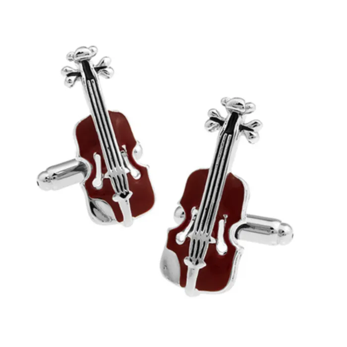 Rouge et argent - boutons de manchette violon