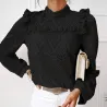Elegante blouse met lange mouwen - met ruches - uitgehold kantborduurwerkBlouses & overhemden