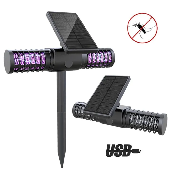 Solar myggdreperlampe - utendørs - vanntett - USB - UV-lys