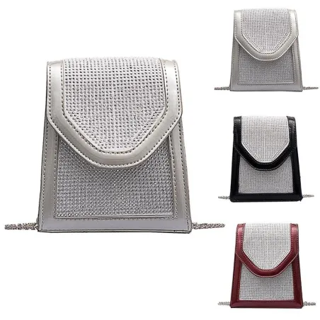Fashionable small shoulder bag - with rhinestones / chain strap