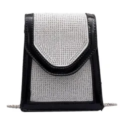 Borsa a tracolla piccola alla moda - con strass / tracolla a catena