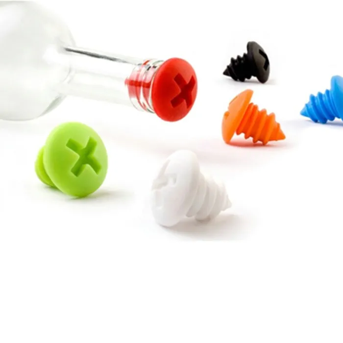 Tappo per bottiglia di vino - tappi in silicone - a forma di vite - 5 pezzi
