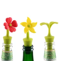 Vinflaskeprop - silikone - blomsterformet