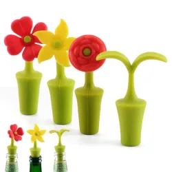 Vinflaskeprop - silikone - blomsterformet