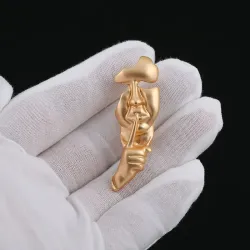 Retro gylden broche - asymmetrisk abstrakt