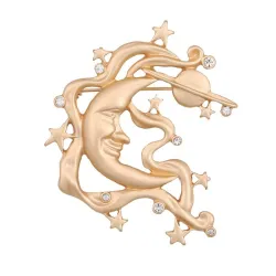 Broche rétro dorée mate - forme rectangulaire abstraite