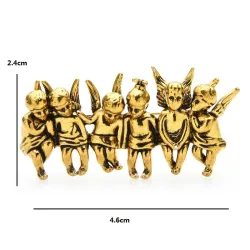 Vintage Brosche - 6 Glücksengelfiguren