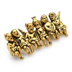 Vintage brosje - 6 heldige engler figurer