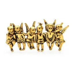 Vintage brosje - 6 heldige engler figurer