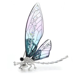 Spilla elegante - con libellula trasparente / cristalli