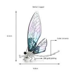 Elegant brooch - with transparent dragonfly / crystalsBrooches
