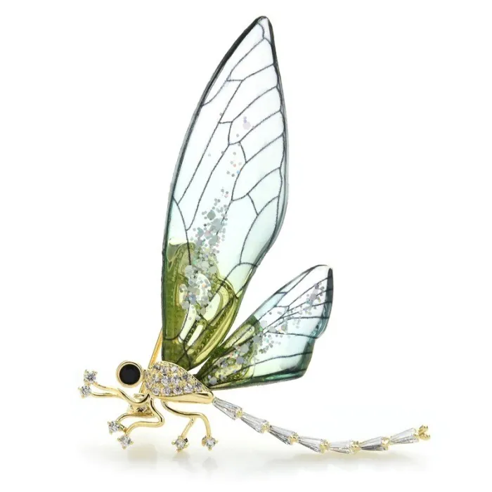 Broche elegante - com libélula / cristais transparentes