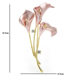 Broche élégante - Lys 3 fleurs - avec cristaux