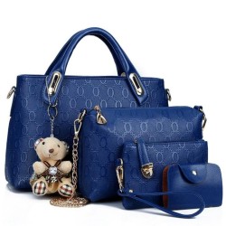 Moderigtige lædertasker - stor håndtaske / skuldertaske / clutch taske / pung - 4 stykker sæt