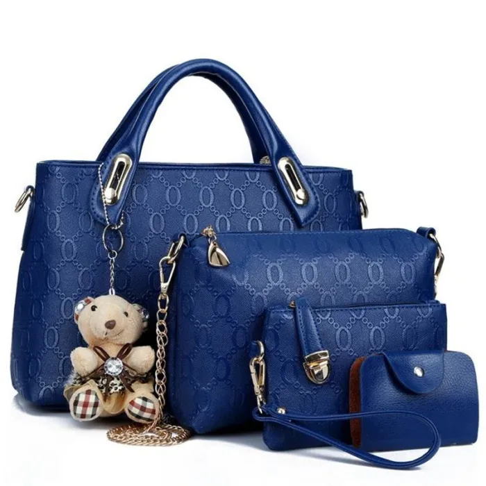 Fashionable leather bags - big handbag / shoulder bag / clutch bag / wallet - 4 pieces set