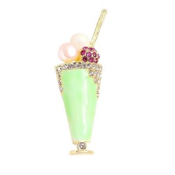 Ice cream shaped brooch - with pearls / crystals
