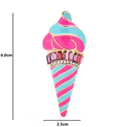Pink stribet is formet broche - med krystaller
