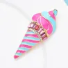 Pink stribet is formet broche - med krystaller