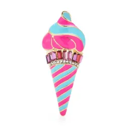 Pink stribet is formet broche - med krystaller