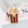 Perle popcorn formet broche - med rhinsten