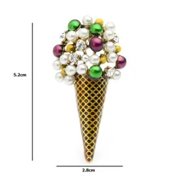 Ice cream shaped brooch - with colorful pearls / crystalsBrooches