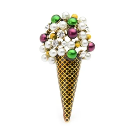 Spilla a forma di gelato - con perle/cristalli colorati
