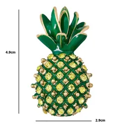 Elegant broche med grøn krystal ananas