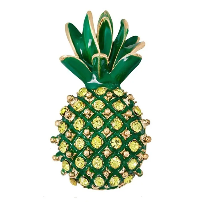 Broche élégante avec ananas en cristal vert