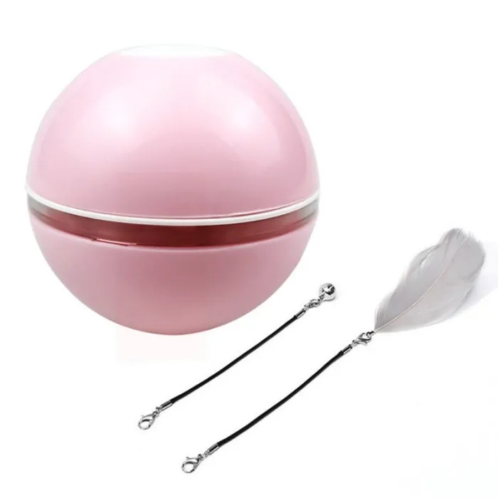 Gioco interattivo per cani/gatti - pallina con luce/suono/piuma - USB