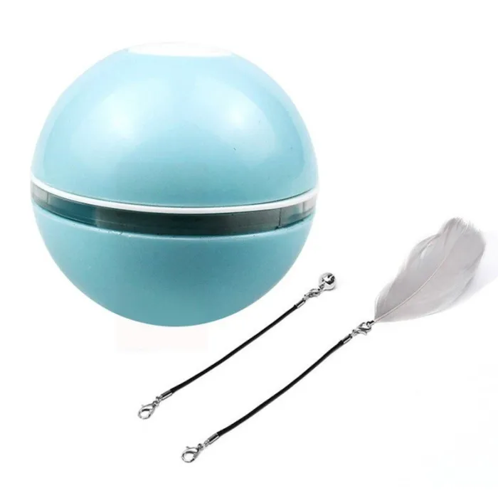 Interactive toy for dogs / cats - ball with light / sound / feather - USB