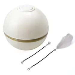 Jouet interactif pour chiens/chats - balle avec lumière/son/plume - USB