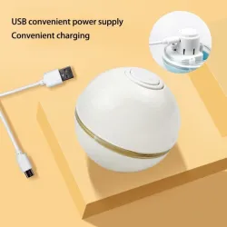 Interaktivt legetøj til hunde / katte - bold med lys / lyd / fjer - USB