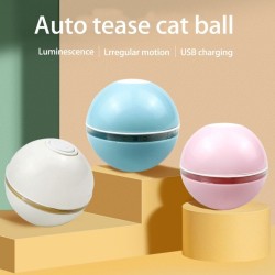 Gioco interattivo per cani/gatti - pallina con luce/suono/piuma - USB